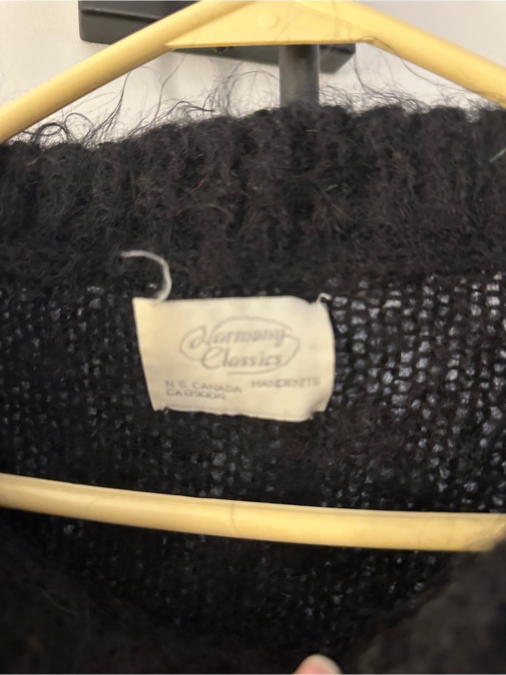 MOHAIR & WOOL Black Crewneck Fuzzy Balloon-Sleeve Sweater - Picture 2 of 3